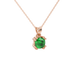 Green cushion cut gemstone pendant in floral crown gold setting