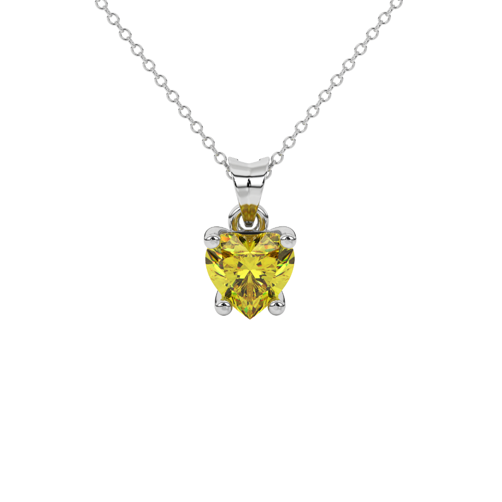 Canary Yellow Heart Cut Gemstone Solitaire Pendant in Rose Gold