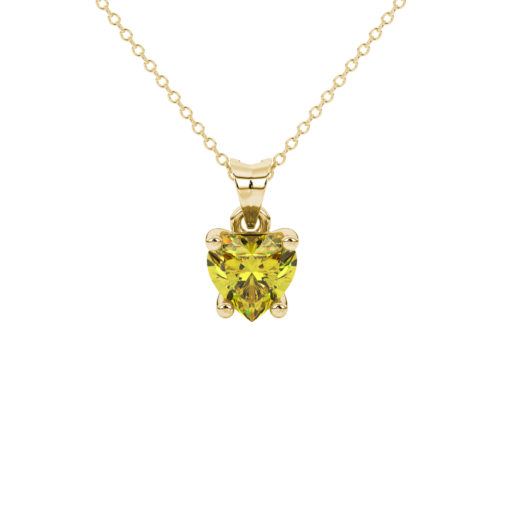 Canary Yellow Heart Cut Gemstone Solitaire Pendant in Rose Gold