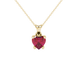 Raspberry Red Heart Cut Gemstone Solitaire Pendant in Yellow Gold