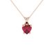 Raspberry Red Heart Cut Gemstone Solitaire Pendant in Yellow Gold