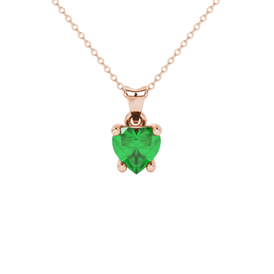 Emerald Green Heart Cut Gemstone Solitaire Pendant in Yellow Gold