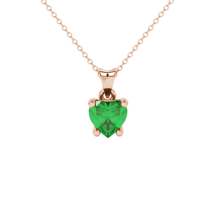 Emerald Green Heart Cut Gemstone Solitaire Pendant in Yellow Gold