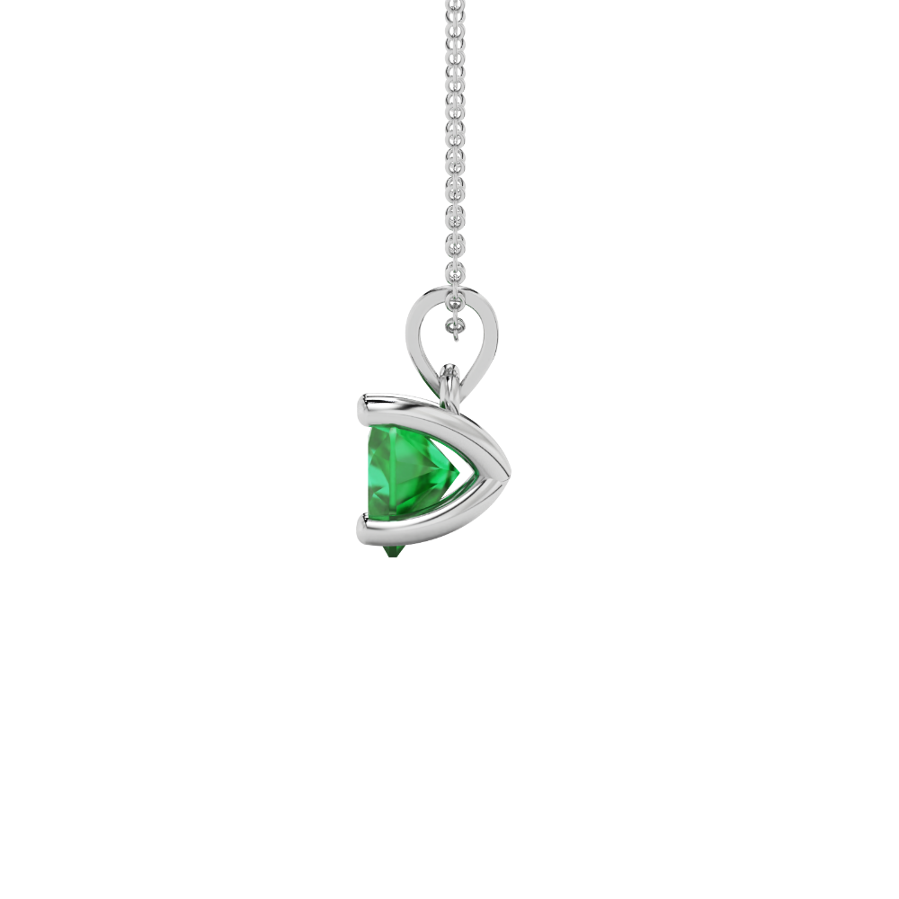 Emerald Green Heart Cut Gemstone Solitaire Pendant in Yellow Gold