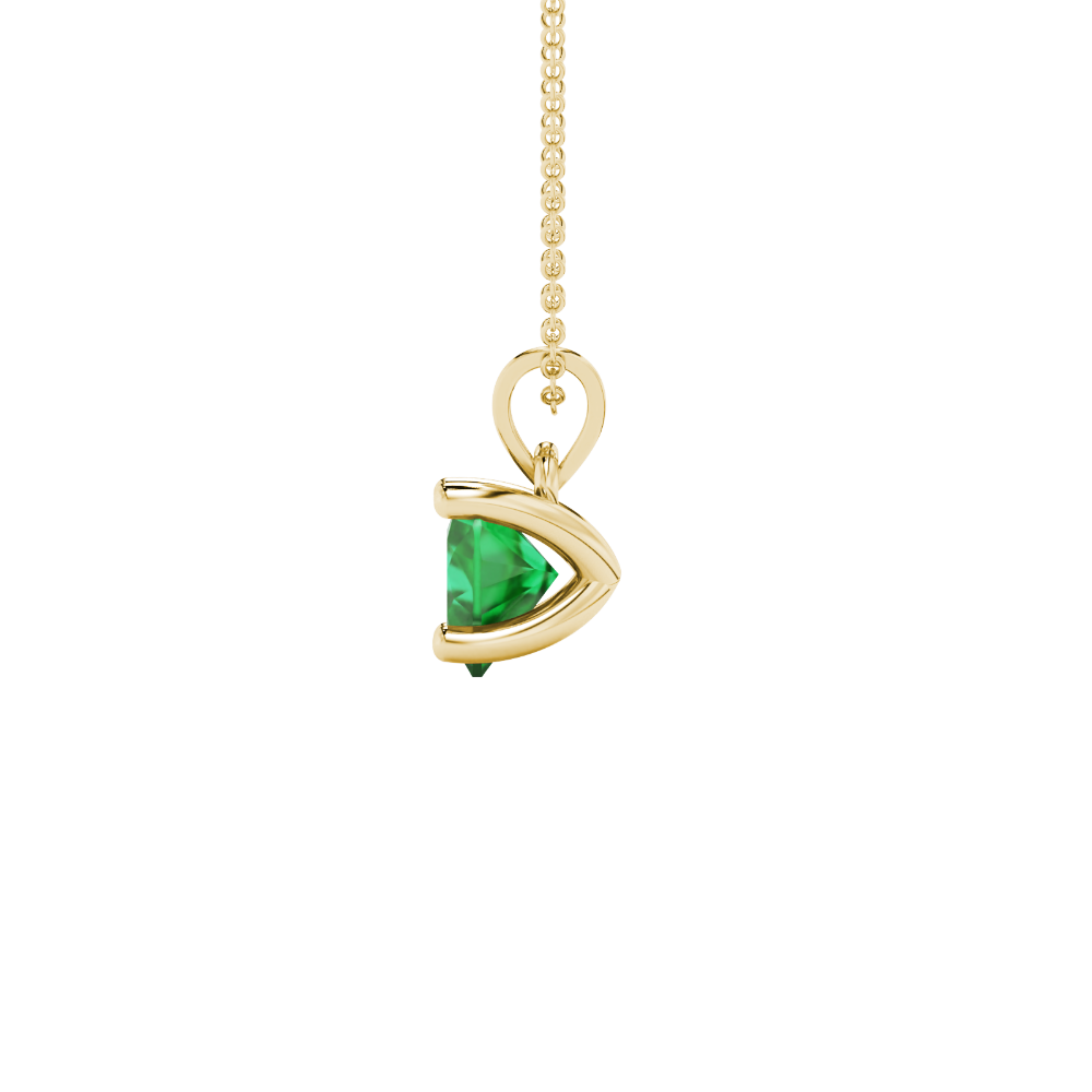 Emerald Green Heart Cut Gemstone Solitaire Pendant in Yellow Gold