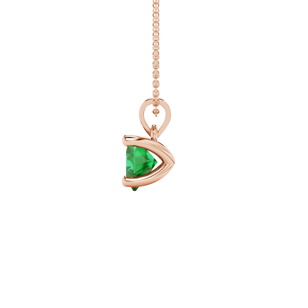 Emerald Green Heart Cut Gemstone Solitaire Pendant in Yellow Gold