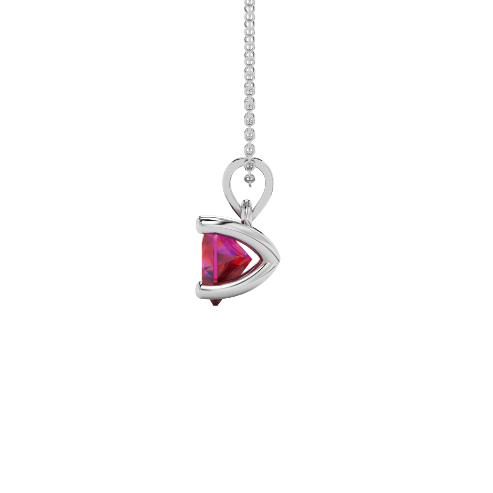 Raspberry Red Heart Cut Gemstone Solitaire Pendant in Yellow Gold
