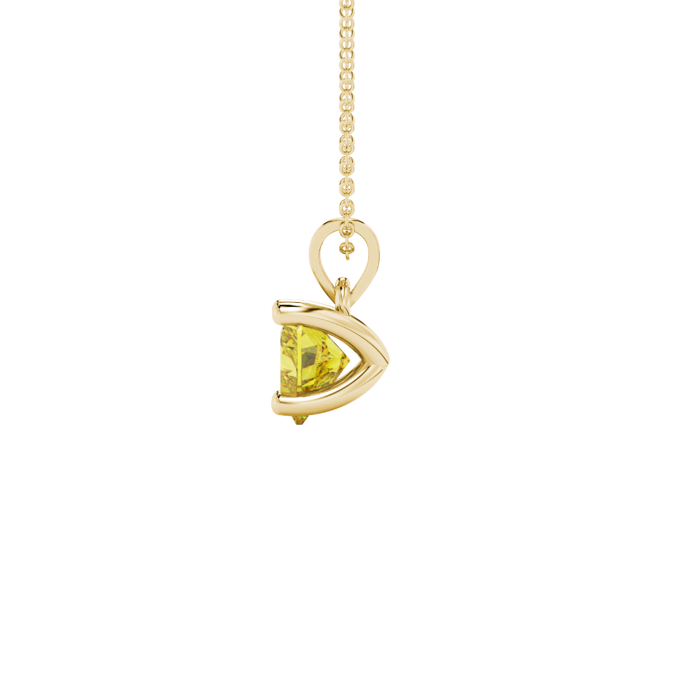 Canary Yellow Heart Cut Gemstone Solitaire Pendant in Rose Gold