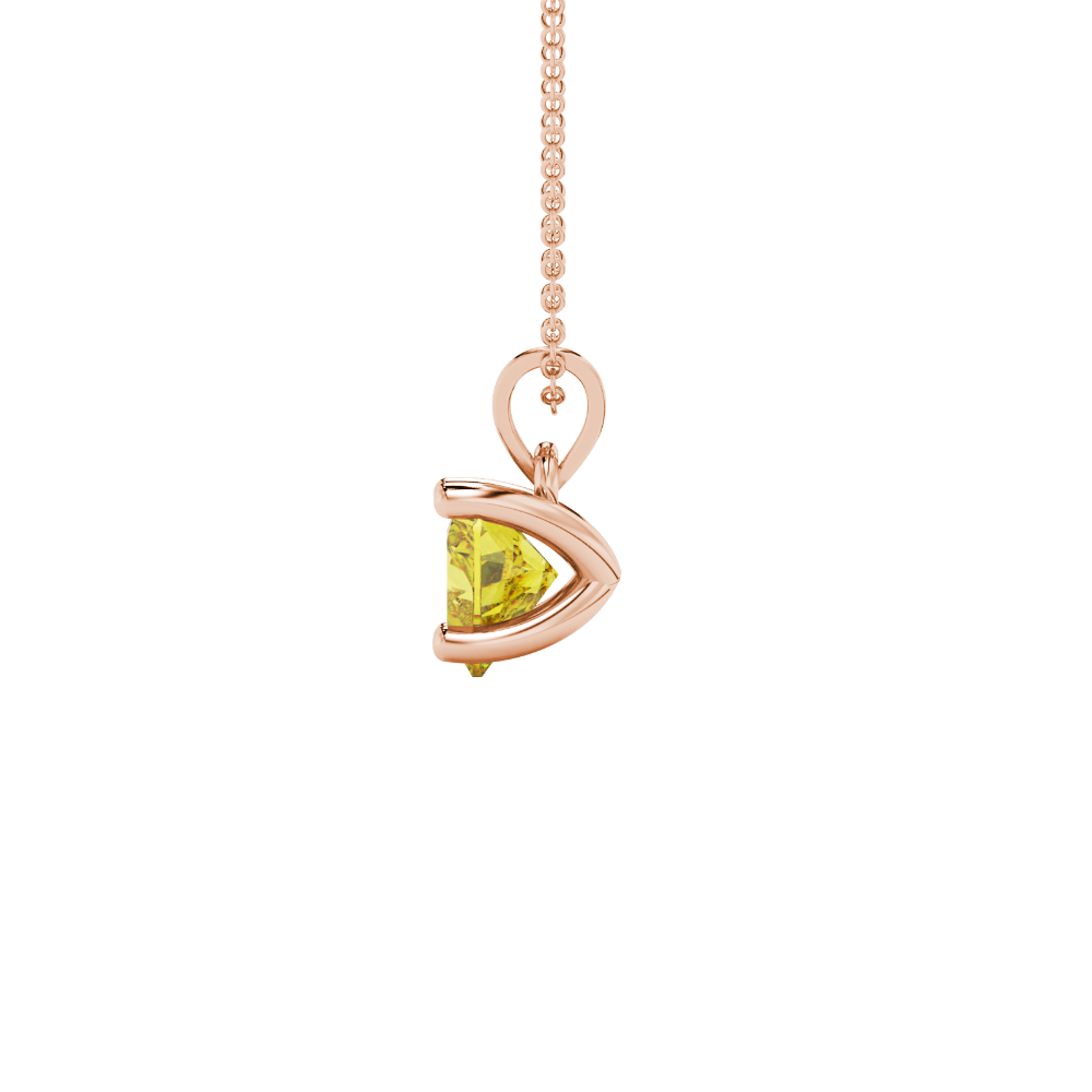 Canary Yellow Heart Cut Gemstone Solitaire Pendant in Rose Gold