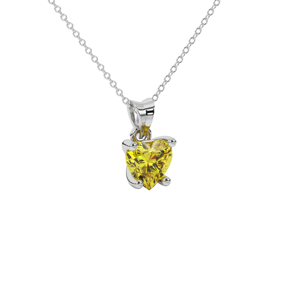 Canary Yellow Heart Cut Gemstone Solitaire Pendant in Rose Gold