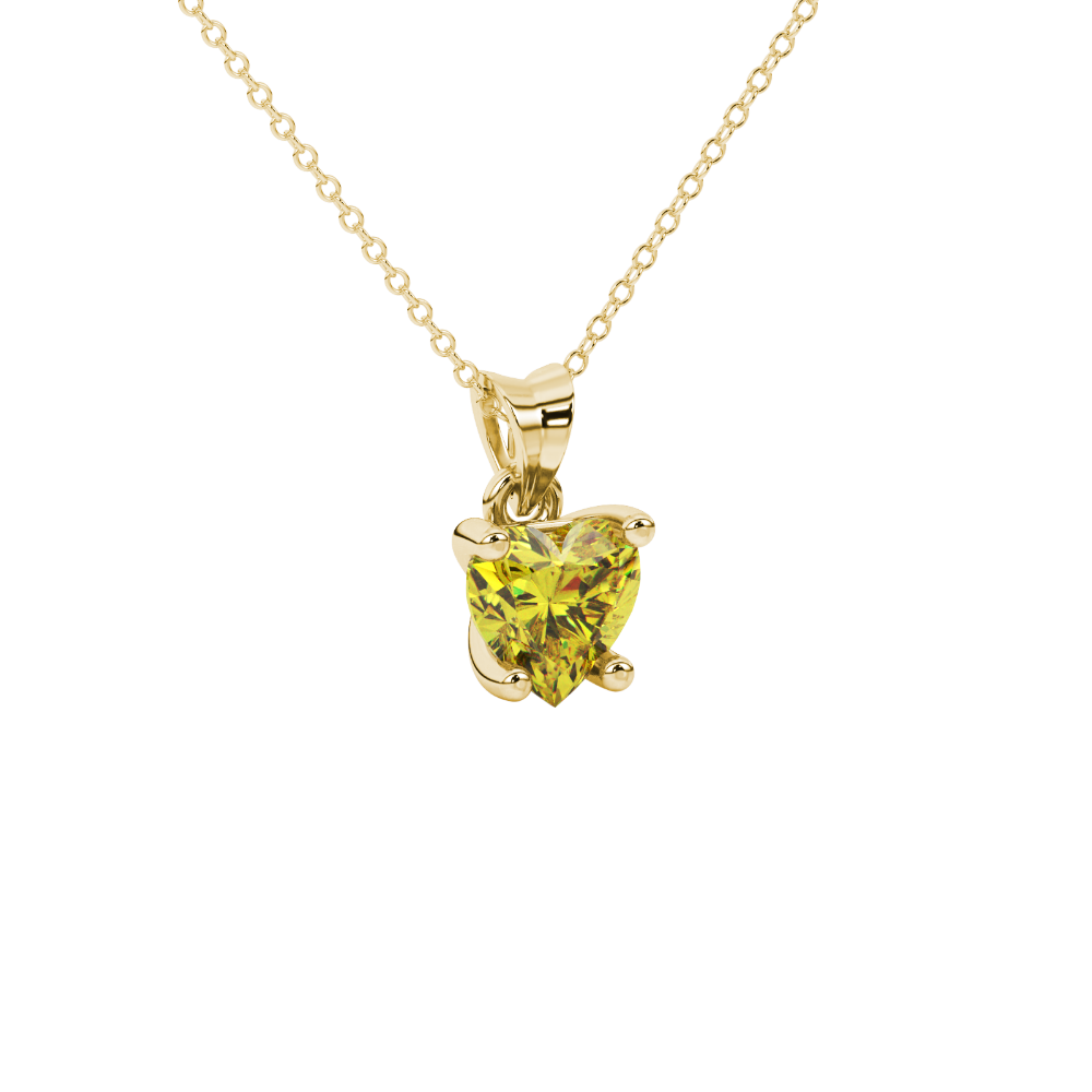 Canary Yellow Heart Cut Gemstone Solitaire Pendant in Rose Gold