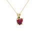 Raspberry Red Heart Cut Gemstone Solitaire Pendant in Yellow Gold