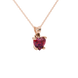 Raspberry Red Heart Cut Gemstone Solitaire Pendant in Yellow Gold