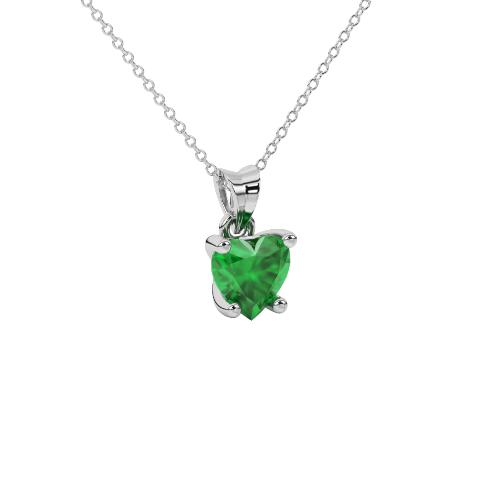 Emerald Green Heart Cut Gemstone Solitaire Pendant in Yellow Gold