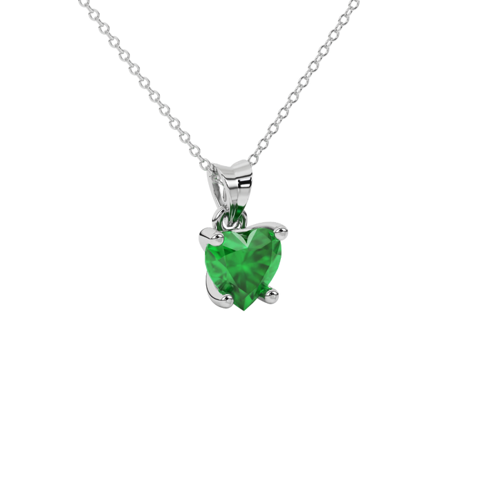 Emerald Green Heart Cut Gemstone Solitaire Pendant in Yellow Gold