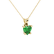 Emerald Green Heart Cut Gemstone Solitaire Pendant in Yellow Gold