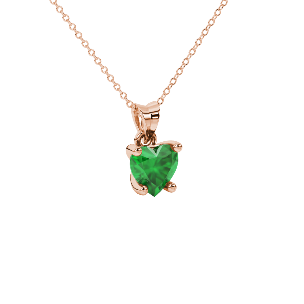 Emerald Green Heart Cut Gemstone Solitaire Pendant in Yellow Gold