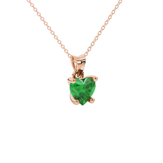 emerald green gemstone heart solitaire pendant in rose gold
