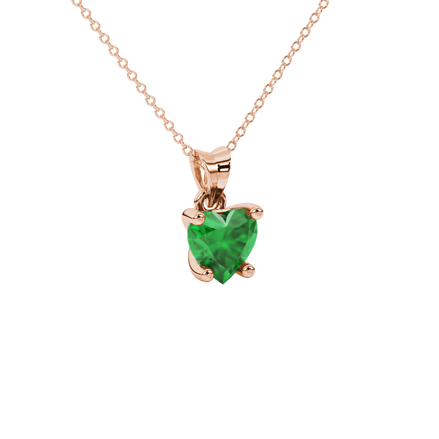 Emerald Green Heart Cut Gemstone Solitaire Pendant in Yellow Gold
