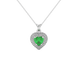 Emerald Green heart cut gemstone double halo pendant in rose gold