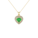 Emerald Green heart cut gemstone double halo pendant in rose gold