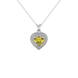 Canary Yellow heart cut gemstone double halo pendant in rose gold