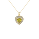Canary Yellow heart cut gemstone double halo pendant in rose gold