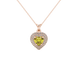 Canary Yellow heart cut gemstone double halo pendant in rose gold