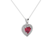 Raspberry Red heart cut gemstone double halo pendant in white gold