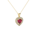 Raspberry Red heart cut gemstone double halo pendant in white gold