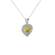 Canary Yellow heart cut gemstone double halo pendant in rose gold