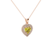 Canary Yellow heart cut gemstone double halo pendant in rose gold
