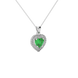 Emerald Green heart cut gemstone double halo pendant in rose gold