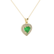 Emerald Green heart cut gemstone double halo pendant in rose gold