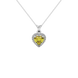 Canary Yellow heart cut gemstone halo pendant in white gold