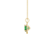 Side view of Emerald Green heart cut gemstone halo pendant in yellow