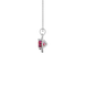 Side view of Raspberry Red heart cut gemstone halo pendant in white gold