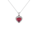 Raspberry Red heart cut gemstone halo pendant in white gold