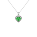 Emerald Green heart cut gemstone halo pendant in white gold