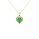 Emerald Green heart cut gemstone halo pendant in yellow gold