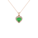 Emerald Green heart cut gemstone halo pendant in rose gold
