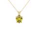 Close-up angled shot of Canary Yellow heart cut lotus basket halo pendant in yellow gold