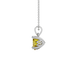 Side view of Canary Yellow heart cut gemstone pendant showcasing the white gold