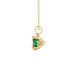 Side view of Emerald Green heart cut gemstone pendant showcasing the yellow gold