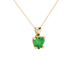 Emerald Green heart cut gemstone lotus basket halo pendant in yellow gold