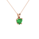 Emerald Green heart cut gemstone lotus basket halo pendant in rose gold