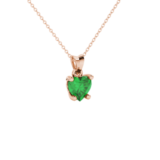 Emerald Green heart cut gemstone lotus basket halo pendant in rose gold