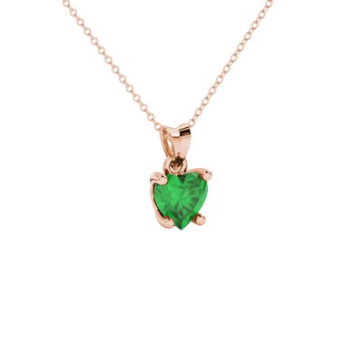Emerald Green heart cut gemstone lotus basket halo pendant in rose gold