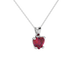 Raspberry Red heart cut gemstone lotus basket halo pendant in white gold