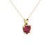 Raspberry Red heart cut gemstone lotus basket halo pendant in yellow gold